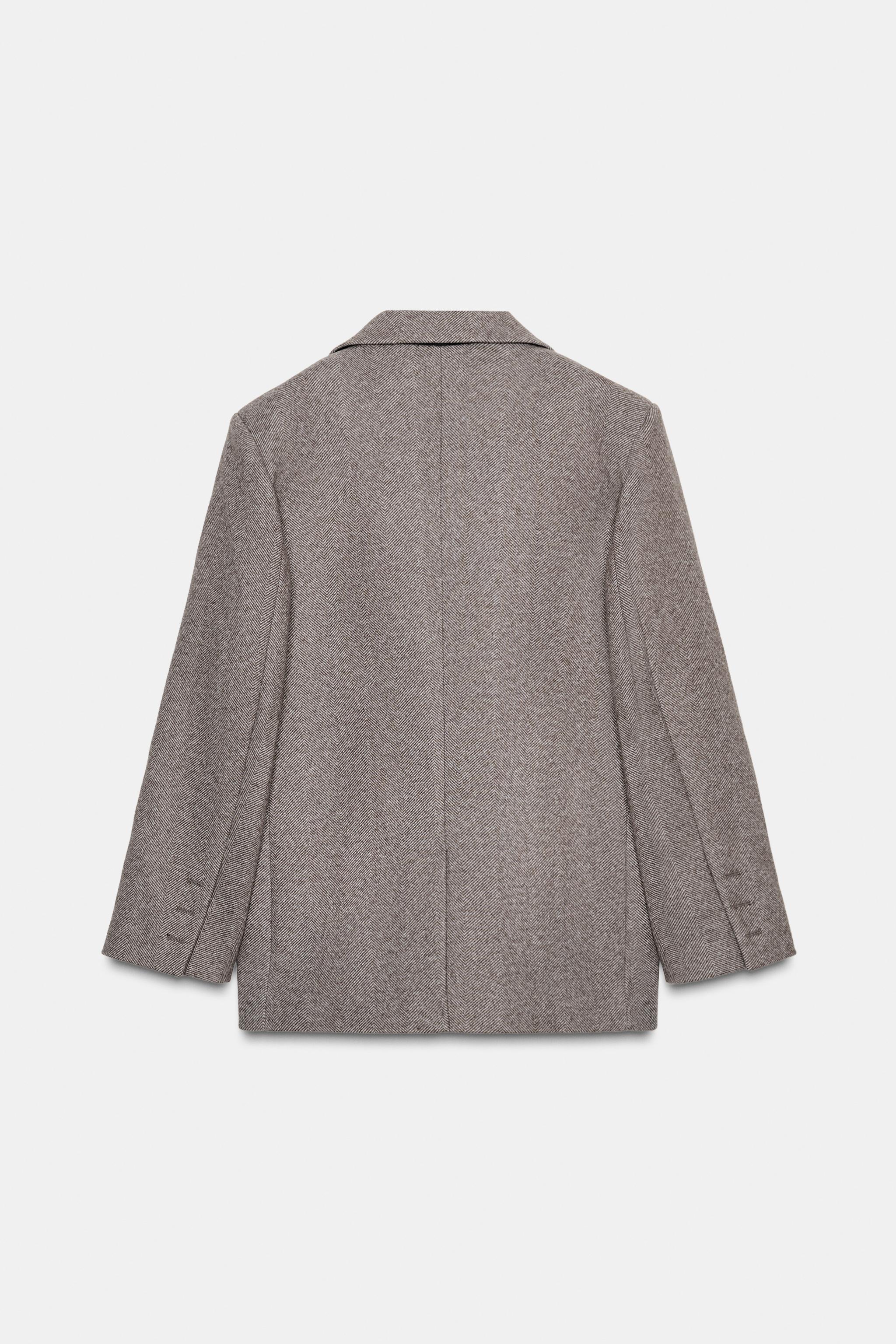 HERRINGBONE BLAZER WITH SHOULDER PADS